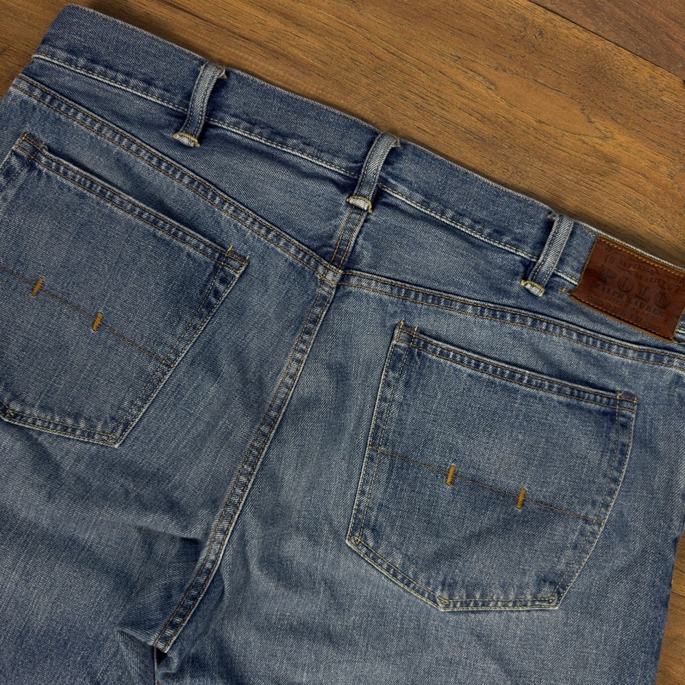 Polo Ralph Lauren Mens Straight Leg Jeans Medium Wash Blue Denim 38x31